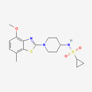 molecular formula C17H23N3O3S2 B12259768 N-[1-(4-methoxy-7-methyl-1,3-benzothiazol-2-yl)piperidin-4-yl]cyclopropanesulfonamide 