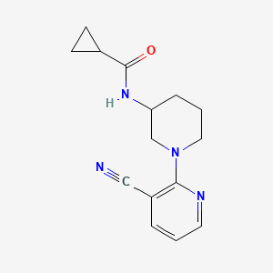 molecular formula C15H18N4O B12259776 N-[1-(3-cyanopyridin-2-yl)piperidin-3-yl]cyclopropanecarboxamide 