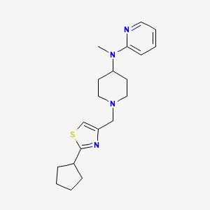 molecular formula C20H28N4S B12259864 N-{1-[(2-cyclopentyl-1,3-thiazol-4-yl)methyl]piperidin-4-yl}-N-methylpyridin-2-amine 
