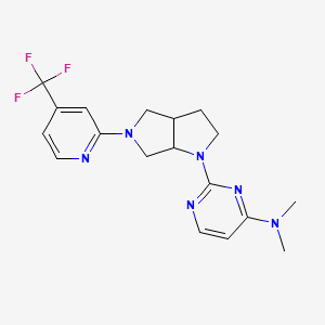 molecular formula C18H21F3N6 B12259894 N,N-dimethyl-2-{5-[4-(trifluoromethyl)pyridin-2-yl]-octahydropyrrolo[2,3-c]pyrrol-1-yl}pyrimidin-4-amine 
