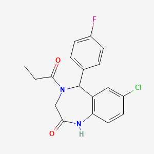 7-chloro-5-(4-fluorophenyl)-4-(1-oxopropyl)-3,5-dihydro-1H-1,4-benzodiazepin-2-one