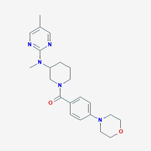 molecular formula C22H29N5O2 B12259932 N,5-dimethyl-N-{1-[4-(morpholin-4-yl)benzoyl]piperidin-3-yl}pyrimidin-2-amine 