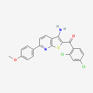 molecular formula C21H14Cl2N2O2S B12260072 2-(2,4-Dichlorobenzoyl)-6-(4-methoxyphenyl)thieno[2,3-B]pyridin-3-amine 