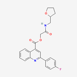 molecular formula C23H21FN2O4 B1226008 2-(4-Fluorophenyl)-4-quinolinecarboxylic acid [2-oxo-2-(2-oxolanylmethylamino)ethyl] ester 