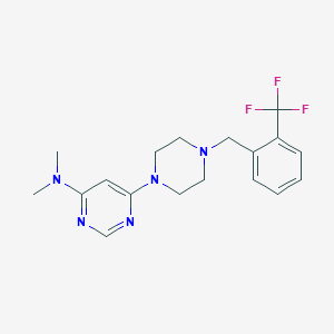 molecular formula C18H22F3N5 B12260097 N,N-dimethyl-6-(4-{[2-(trifluoromethyl)phenyl]methyl}piperazin-1-yl)pyrimidin-4-amine 