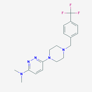 molecular formula C18H22F3N5 B12260105 N,N-dimethyl-6-(4-{[4-(trifluoromethyl)phenyl]methyl}piperazin-1-yl)pyridazin-3-amine 