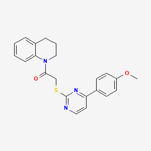 molecular formula C22H21N3O2S B12260150 1-(3,4-dihydroquinolin-1(2H)-yl)-2-{[4-(4-methoxyphenyl)pyrimidin-2-yl]sulfanyl}ethanone 