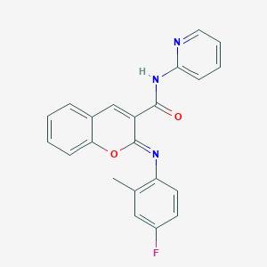 molecular formula C22H16FN3O2 B12260166 (2Z)-2-[(4-fluoro-2-methylphenyl)imino]-N-(pyridin-2-yl)-2H-chromene-3-carboxamide 