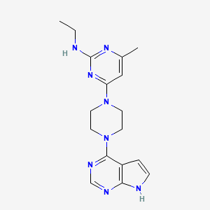molecular formula C17H22N8 B12260265 N-ethyl-4-methyl-6-(4-{7H-pyrrolo[2,3-d]pyrimidin-4-yl}piperazin-1-yl)pyrimidin-2-amine 