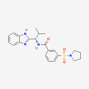 molecular formula C22H26N4O3S B1226029 N-[(1S)-1-(1H-benzimidazol-2-yl)-2-methylpropyl]-3-(1-pyrrolidinylsulfonyl)benzamide 