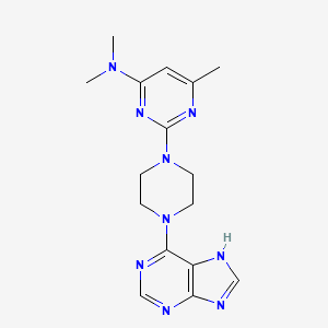 molecular formula C16H21N9 B12260384 N,N,6-trimethyl-2-[4-(9H-purin-6-yl)piperazin-1-yl]pyrimidin-4-amine 