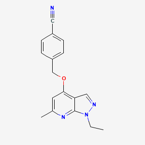 molecular formula C17H16N4O B1226042 4-[(1-Ethyl-6-methyl-4-pyrazolo[3,4-b]pyridinyl)oxymethyl]benzonitrile 