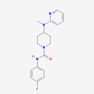 molecular formula C18H21FN4O B12260427 N-(4-fluorophenyl)-4-[methyl(pyridin-2-yl)amino]piperidine-1-carboxamide 