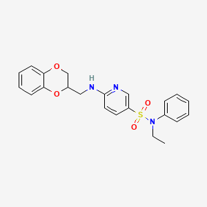 molecular formula C22H23N3O4S B1226043 6-(2,3-dihydro-1,4-benzodioxin-3-ylmethylamino)-N-ethyl-N-phenyl-3-pyridinesulfonamide 