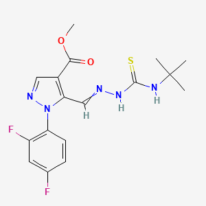 5-[[[(Tert-butylamino)-sulfanylidenemethyl]hydrazinylidene]methyl]-1-(2,4-difluorophenyl)-4-pyrazolecarboxylic acid methyl ester