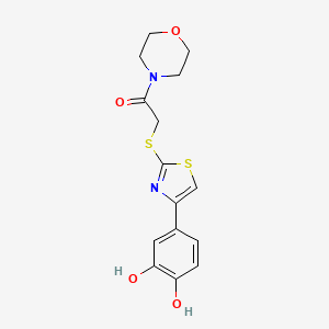 molecular formula C15H16N2O4S2 B12260582 2-{[4-(3,4-Dihydroxyphenyl)-1,3-thiazol-2-yl]sulfanyl}-1-(morpholin-4-yl)ethanone 