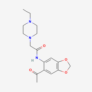molecular formula C17H23N3O4 B1226067 N-(6-acetyl-1,3-benzodioxol-5-yl)-2-(4-ethyl-1-piperazinyl)acetamide 
