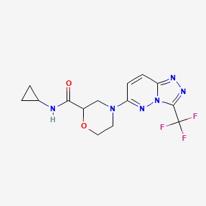molecular formula C14H15F3N6O2 B12260786 N-cyclopropyl-4-[3-(trifluoromethyl)-[1,2,4]triazolo[4,3-b]pyridazin-6-yl]morpholine-2-carboxamide 