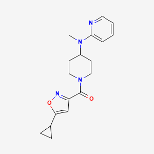 molecular formula C18H22N4O2 B12260795 N-[1-(5-cyclopropyl-1,2-oxazole-3-carbonyl)piperidin-4-yl]-N-methylpyridin-2-amine 