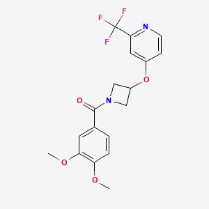 molecular formula C18H17F3N2O4 B12260816 4-{[1-(3,4-Dimethoxybenzoyl)azetidin-3-yl]oxy}-2-(trifluoromethyl)pyridine 