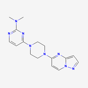 molecular formula C16H20N8 B12260827 N,N-dimethyl-4-(4-{pyrazolo[1,5-a]pyrimidin-5-yl}piperazin-1-yl)pyrimidin-2-amine 
