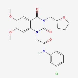 molecular formula C23H24ClN3O6 B1226087 N-(3-chlorophenyl)-2-[6,7-dimethoxy-2,4-dioxo-3-(2-oxolanylmethyl)-1-quinazolinyl]acetamide 