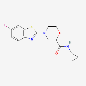 molecular formula C15H16FN3O2S B12260898 N-cyclopropyl-4-(6-fluoro-1,3-benzothiazol-2-yl)morpholine-2-carboxamide 