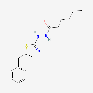 molecular formula C16H23N3OS B1226091 N'-[5-(phenylmethyl)-4,5-dihydrothiazol-2-yl]hexanehydrazide 