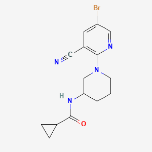 molecular formula C15H17BrN4O B12261049 N-[1-(5-bromo-3-cyanopyridin-2-yl)piperidin-3-yl]cyclopropanecarboxamide 