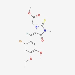methyl 2-[(5E)-5-[(2-bromo-4-ethoxy-5-methoxyphenyl)methylidene]-3-methyl-4-oxo-2-sulfanylideneimidazolidin-1-yl]acetate