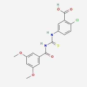 2-Chloro-5-[[[[(3,5-dimethoxyphenyl)-oxomethyl]amino]-sulfanylidenemethyl]amino]benzoic acid