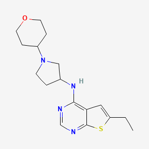molecular formula C17H24N4OS B12261160 N-{6-ethylthieno[2,3-d]pyrimidin-4-yl}-1-(oxan-4-yl)pyrrolidin-3-amine 