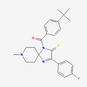 (4-Tert-butylphenyl)-[2-(4-fluorophenyl)-8-methyl-3-sulfanylidene-1,4,8-triazaspiro[4.5]dec-1-en-4-yl]methanone
