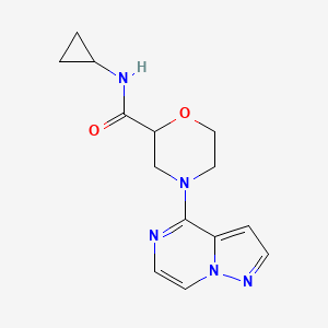 molecular formula C14H17N5O2 B12261172 N-cyclopropyl-4-{pyrazolo[1,5-a]pyrazin-4-yl}morpholine-2-carboxamide 