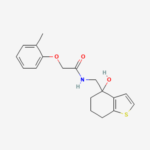 molecular formula C18H21NO3S B12261223 N-[(4-hydroxy-4,5,6,7-tetrahydro-1-benzothiophen-4-yl)methyl]-2-(2-methylphenoxy)acetamide 