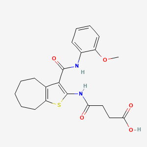 molecular formula C21H24N2O5S B1226132 4-({3-[(2-methoxyphenyl)carbamoyl]-5,6,7,8-tetrahydro-4H-cyclohepta[b]thiophen-2-yl}amino)-4-oxobutanoic acid 