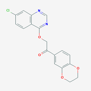 molecular formula C18H13ClN2O4 B1226143 2-[(7-Chloro-4-quinazolinyl)oxy]-1-(2,3-dihydro-1,4-benzodioxin-6-yl)ethanone 
