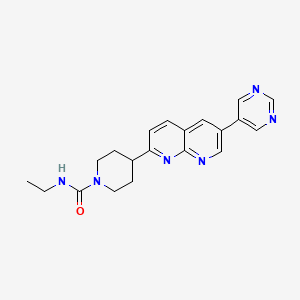 molecular formula C20H22N6O B12261437 N-ethyl-4-[6-(pyrimidin-5-yl)-1,8-naphthyridin-2-yl]piperidine-1-carboxamide 