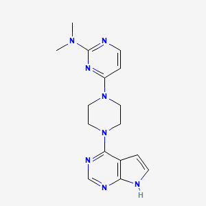 molecular formula C16H20N8 B12261444 N,N-dimethyl-4-(4-{7H-pyrrolo[2,3-d]pyrimidin-4-yl}piperazin-1-yl)pyrimidin-2-amine 
