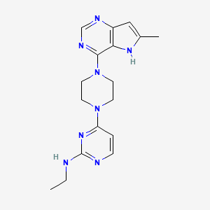 molecular formula C17H22N8 B12261464 N-ethyl-4-(4-{6-methyl-5H-pyrrolo[3,2-d]pyrimidin-4-yl}piperazin-1-yl)pyrimidin-2-amine 