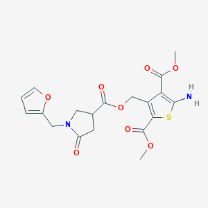 molecular formula C19H20N2O8S B1226148 Dimethyl 5-amino-3-[[1-(furan-2-ylmethyl)-5-oxopyrrolidine-3-carbonyl]oxymethyl]thiophene-2,4-dicarboxylate 