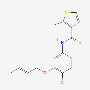 molecular formula C17H18ClNOS2 B1226152 N-[4-chloro-3-(3-methylbut-2-enoxy)phenyl]-2-methylthiophene-3-carbothioamide 