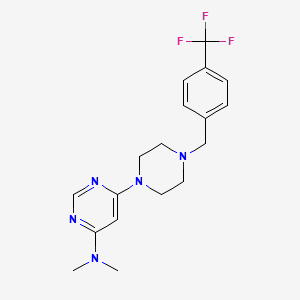 molecular formula C18H22F3N5 B12261524 N,N-dimethyl-6-(4-{[4-(trifluoromethyl)phenyl]methyl}piperazin-1-yl)pyrimidin-4-amine 