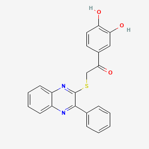 molecular formula C22H16N2O3S B12261584 1-(3,4-Dihydroxyphenyl)-2-[(3-phenylquinoxalin-2-yl)sulfanyl]ethanone 