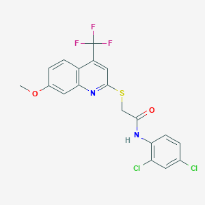 molecular formula C19H13Cl2F3N2O2S B12261592 N-(2,4-dichlorophenyl)-2-{[7-methoxy-4-(trifluoromethyl)quinolin-2-yl]sulfanyl}acetamide 