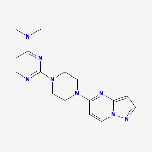 molecular formula C16H20N8 B12261595 N,N-dimethyl-2-(4-{pyrazolo[1,5-a]pyrimidin-5-yl}piperazin-1-yl)pyrimidin-4-amine 