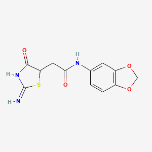 molecular formula C12H11N3O4S B12261638 N-(2H-1,3-Benzodioxol-5-YL)-2-(2-imino-4-oxo-1,3-thiazolidin-5-YL)acetamide 
