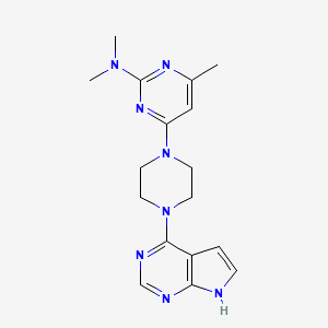 molecular formula C17H22N8 B12261728 N,N,4-trimethyl-6-(4-{7H-pyrrolo[2,3-d]pyrimidin-4-yl}piperazin-1-yl)pyrimidin-2-amine 