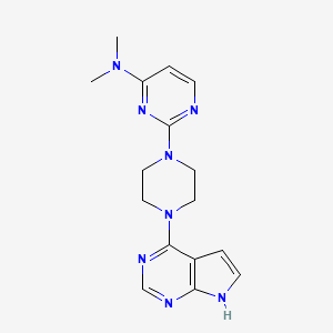 molecular formula C16H20N8 B12261833 N,N-dimethyl-2-(4-{7H-pyrrolo[2,3-d]pyrimidin-4-yl}piperazin-1-yl)pyrimidin-4-amine 
