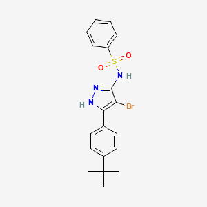 molecular formula C19H20BrN3O2S B1226188 N-[4-bromo-5-(4-tert-butylphenyl)-1H-pyrazol-3-yl]benzenesulfonamide 